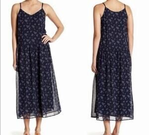 Vince Navy Floral Midi Slip Dress